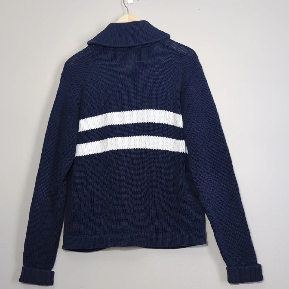 Polo Ralph Lauren Navy‎ Blue Cardigan Sweater Preppy Quiet Luxury Men's Medium